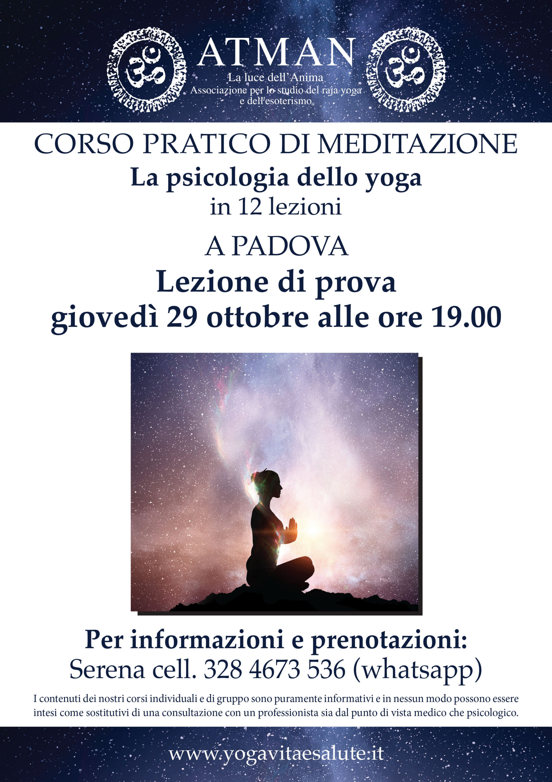 Corso di Meditazione a Padova : la Psicologia dello Yoga